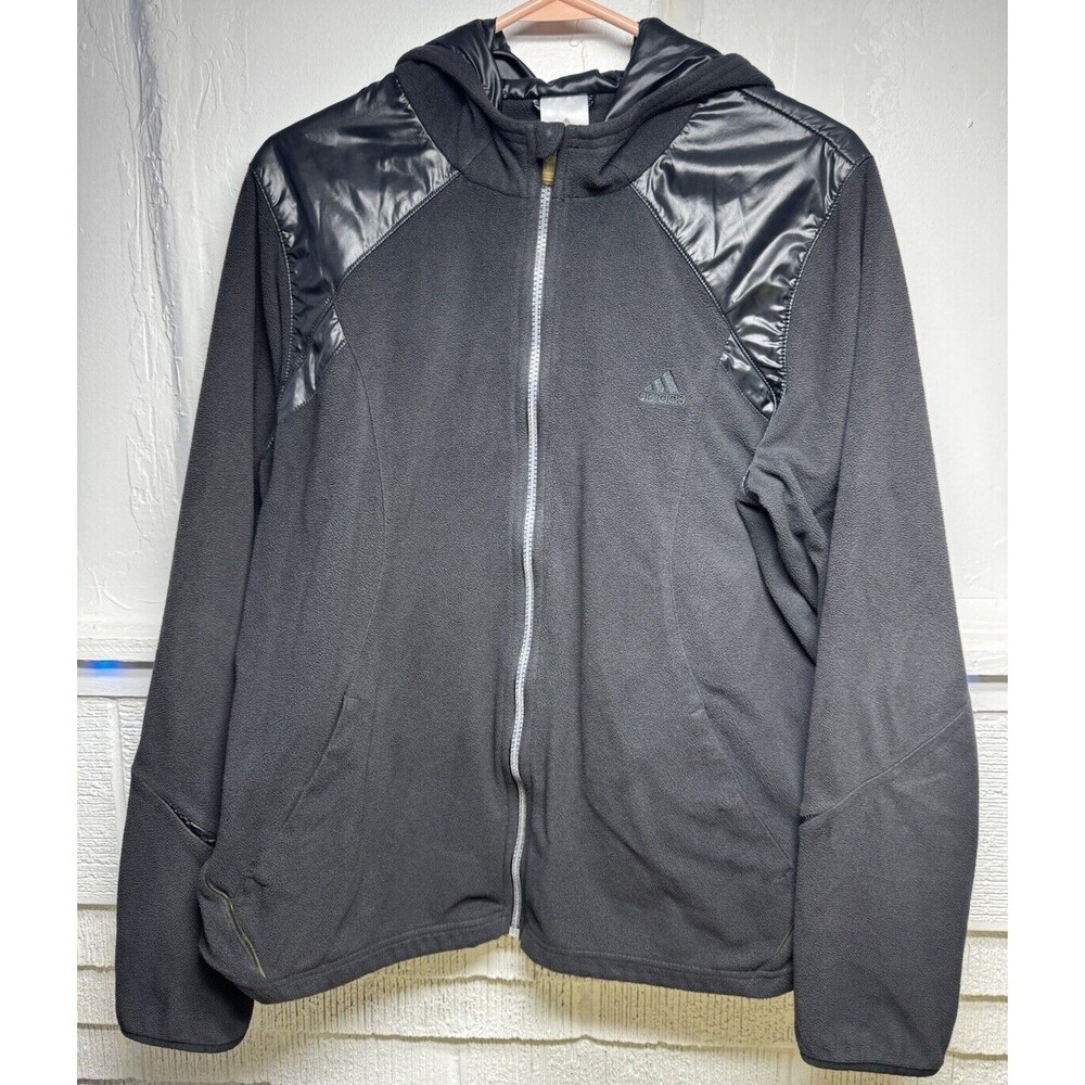 Adidas Black Fleece Full Zip Hoodie Jacket Womens Size XL Ladies Hood